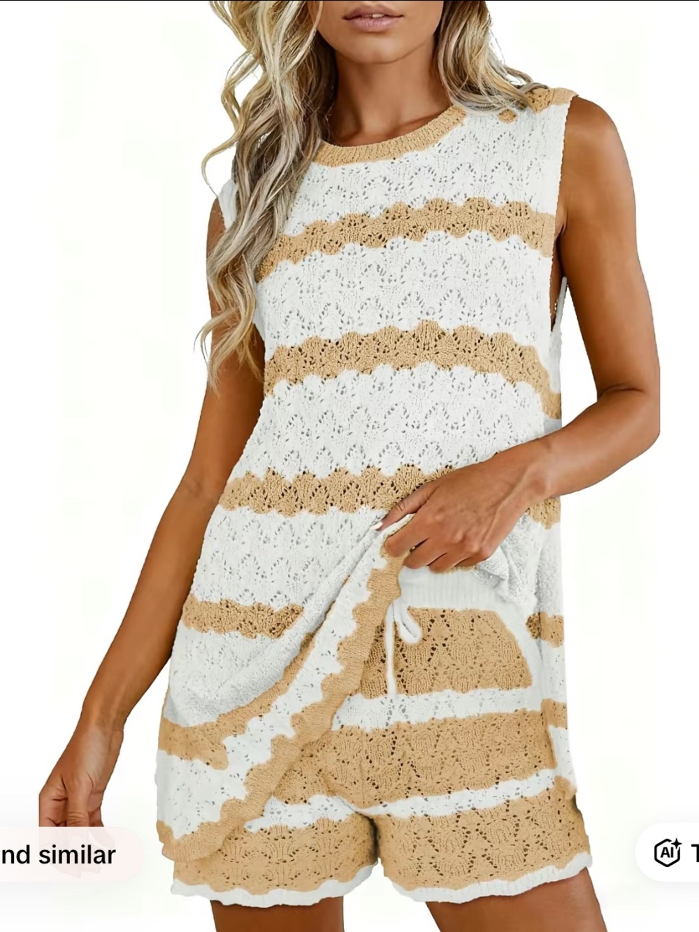 NWT Fisoew crochet sleeveless tunic and shorts